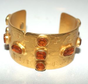 Chanel Gold Tone Citrine Gripoix Wide Cuff Bracelet.jpg